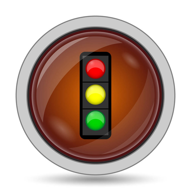Ícone de semáforo, botão laranja do site no fundo branco
 - Foto, Imagem