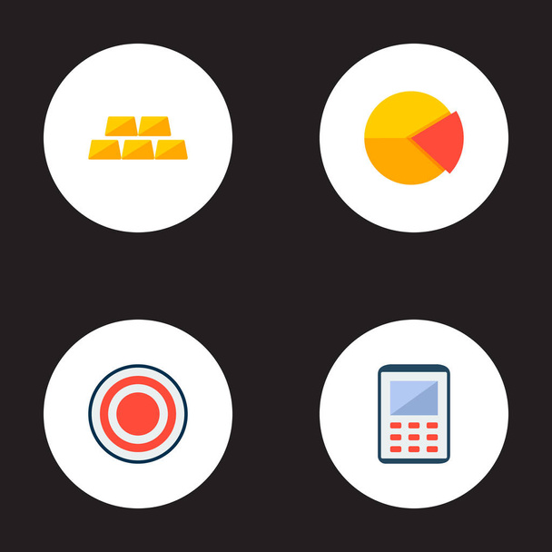 Set of commerce icons flat style symbols with pie chart, target, calculator and other icons for your web mobile app logo design. - Vector, Image