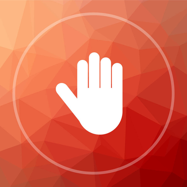 Stop icon. Stop website button on red low poly background - Photo, Image