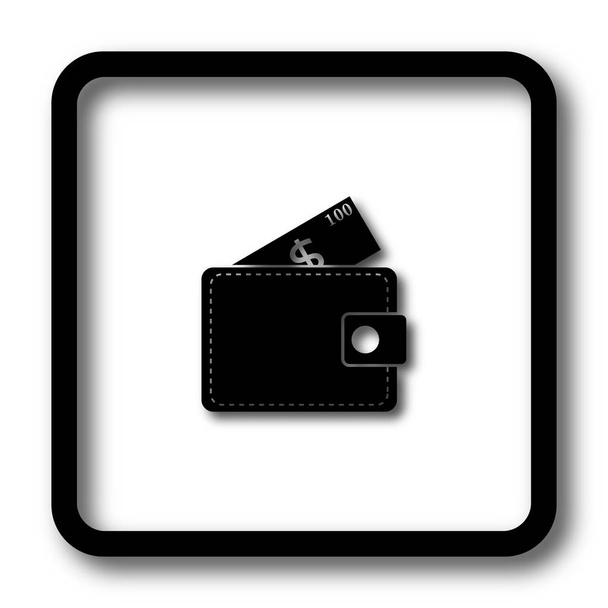 Tlačítko webové stránky ikonu, černá peněženka na bílém pozadí - Fotografie, Obrázek