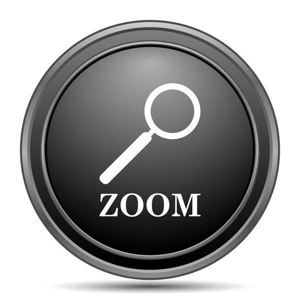 Ζουμ με loupe κουμπί ιστοσελίδα εικονίδιο, μαύρη σε άσπρο φόντο - Φωτογραφία, εικόνα