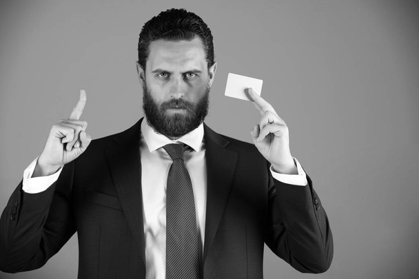 businessman with business or credit card, business ethics - Photo, image