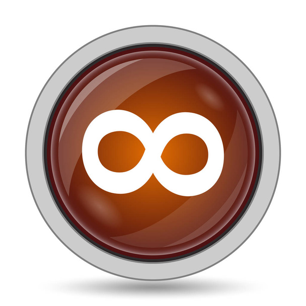 Przycisk strony internetowej ikona, pomarańczowy znakiem nieskończoności na białym tle - Zdjęcie, obraz
