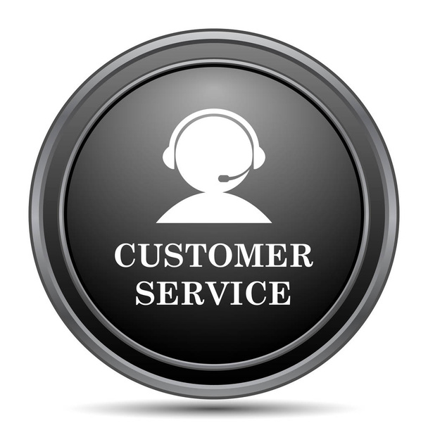Customer service icon, black website button on white background - Photo, Image