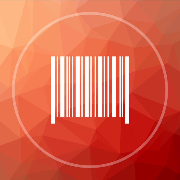 Barcode icon. Barcode website button on red low poly background - Photo, Image