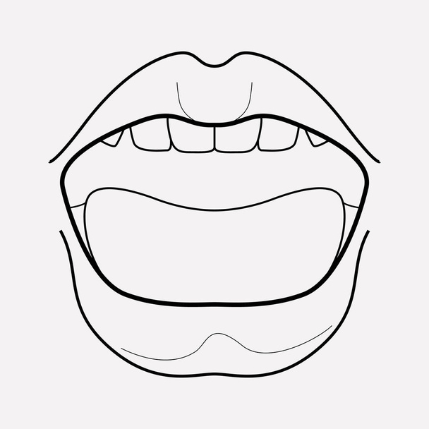 Elemento linea icona bocca. Illustrazione vettoriale della linea di icone della bocca isolata su sfondo pulito per il design del logo dell'app mobile web
. - Vettoriali, immagini