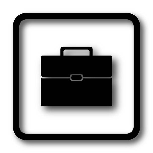 白い背景の上のブリーフケース アイコン、黒いウェブサイト ボタン - 写真・画像