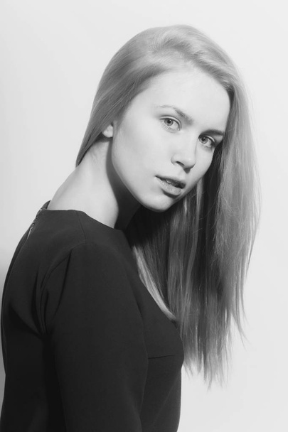 Woman with blond long hair and no makeup on face - Fotografie, Obrázek