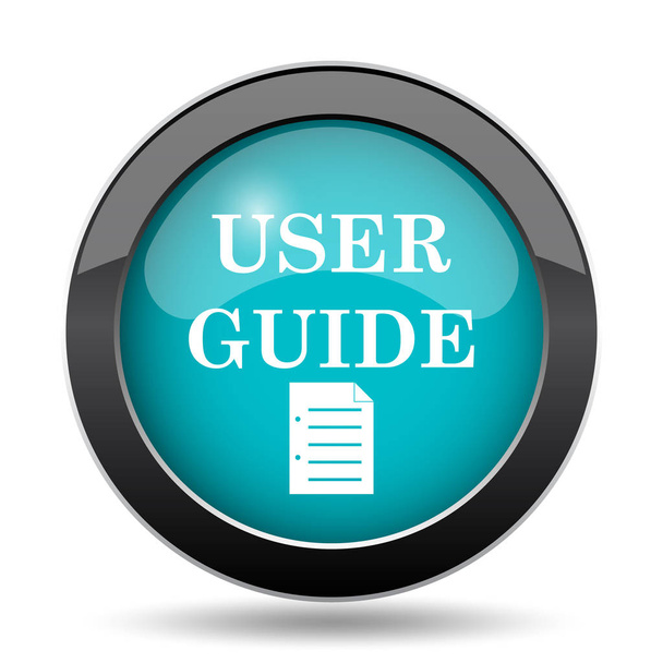 Felhasználói útmutató ikon. Felhasználói útmutató weboldal gomb fehér háttér - Fotó, kép