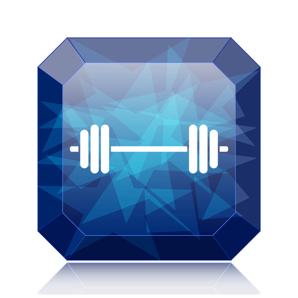 Ícone de levantamento de peso, botão azul do site no fundo branco
 - Foto, Imagem