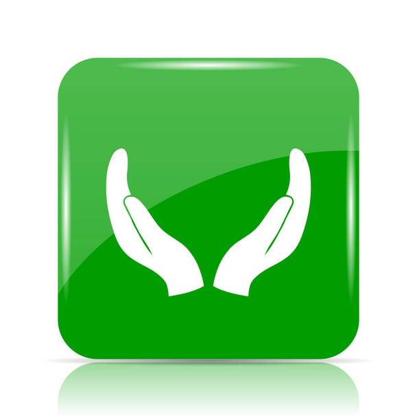 Protecting hands icon. Internet button on white background - Photo, Image