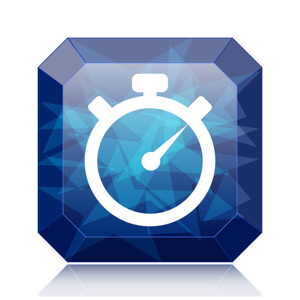 Timer icon, blue website button on white background - Photo, Image