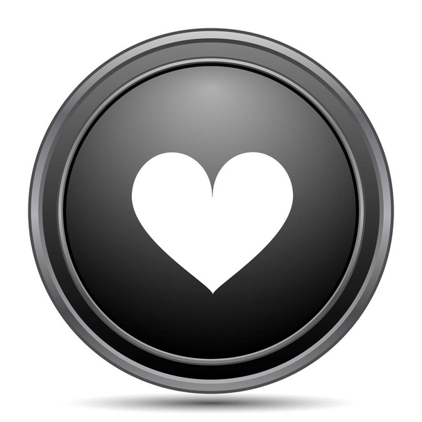Heart icon, black website button on white background - Фото, изображение