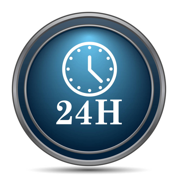 Icono del reloj 24H. Botón de Internet sobre fondo blanco
 - Foto, imagen