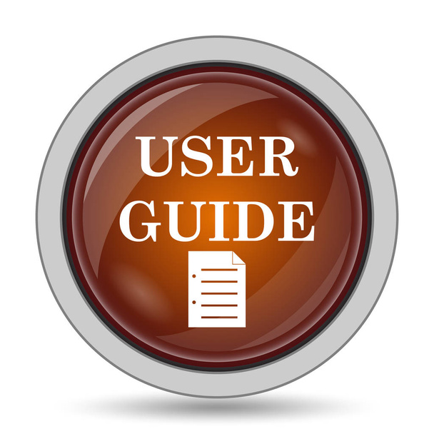 Felhasználói útmutató ikon, narancssárga honlap gomb fehér háttér - Fotó, kép