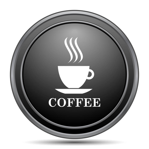 Φλιτζάνι καφέ κουμπί ιστοσελίδα εικονίδιο, μαύρη σε άσπρο φόντο - Φωτογραφία, εικόνα