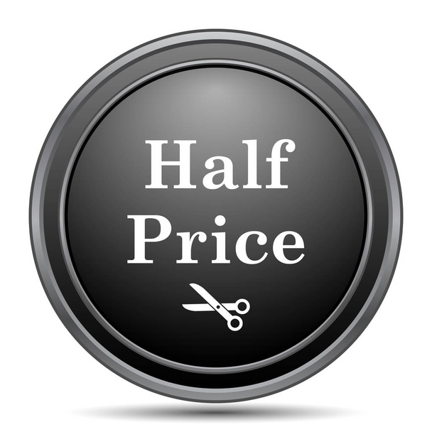 Ícone de metade do preço, botão de site preto no fundo branco
 - Foto, Imagem