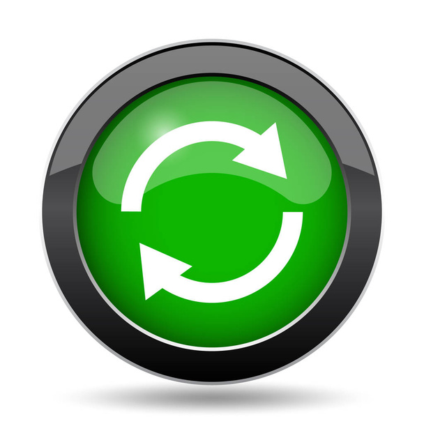 Laden Sie zwei Pfeile Symbol, grüne Website-Taste auf weißem Hintergrund - Foto, Bild