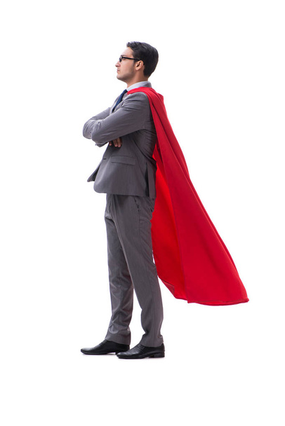 Superheld Geschäftsmann isoliert auf weißem Hintergrund  - Foto, Bild