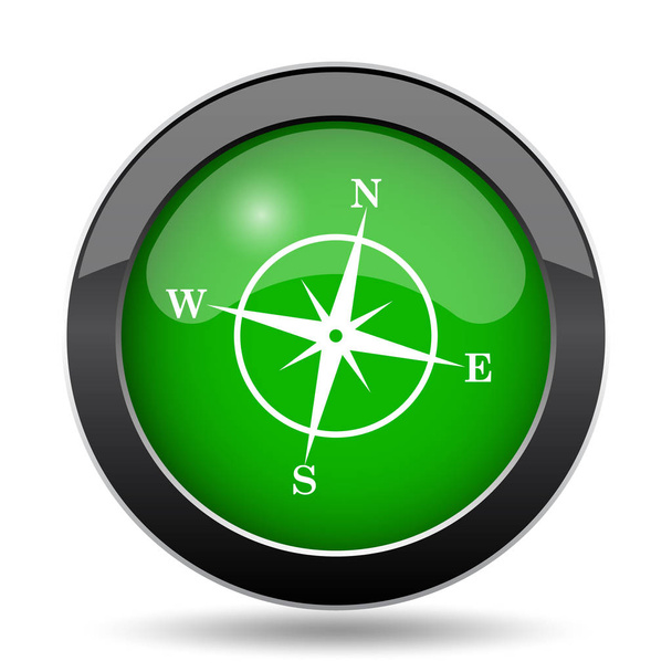 Compass icon, green website button on white background - Photo, Image