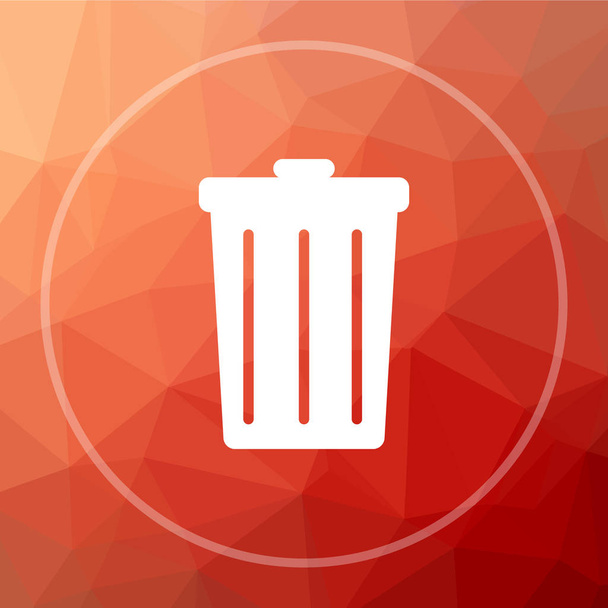 Bin icon. Bin website button on red low poly background - Photo, Image