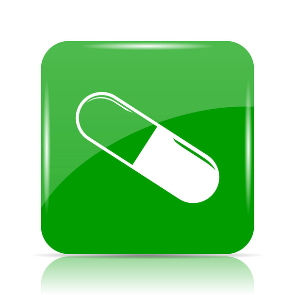 Icona della pillola. Pulsante Internet su sfondo bianco
 - Foto, immagini
