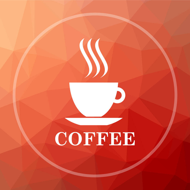 Kávéscsésze ikonra. Kávéscsésze honlap gomb háttér piros alacsony poli - Fotó, kép