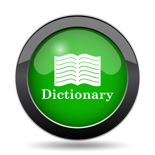 Woordenboek pictogram, groene website knop op witte achtergrond - Foto, afbeelding