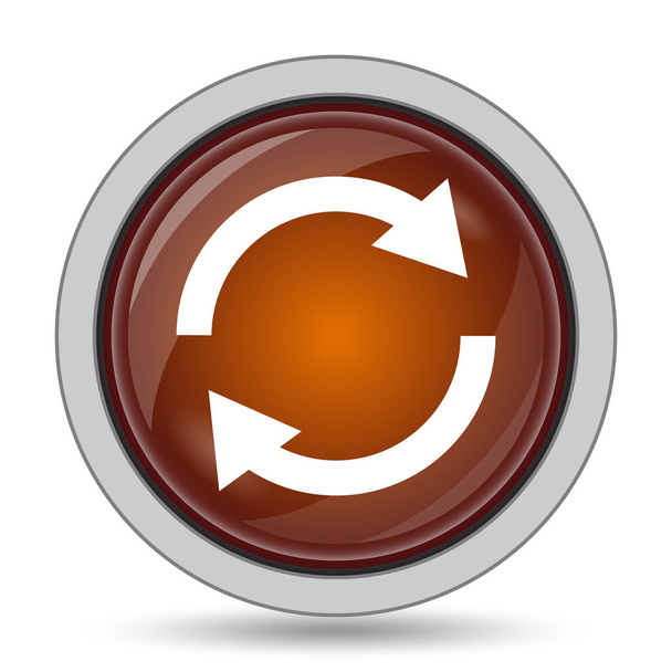 Reload δύο βέλη εικονίδιο, πορτοκαλί κουμπί ιστοσελίδα σε λευκό φόντο - Φωτογραφία, εικόνα