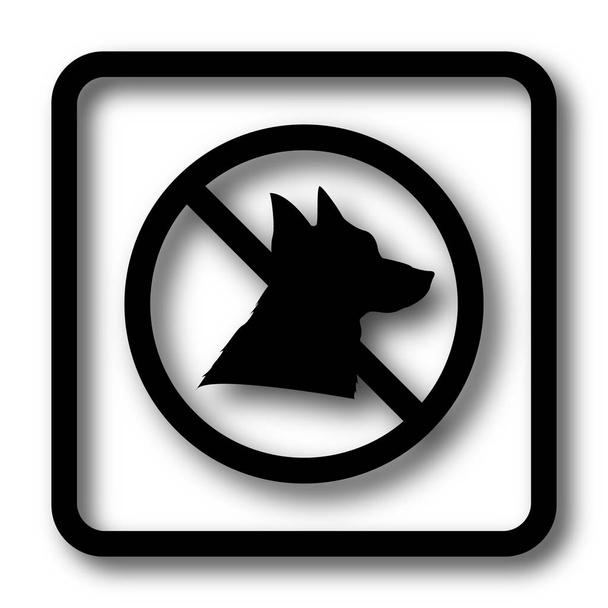 白い背景のアイコン、黒いウェブサイトのボタンを禁じられた犬 - 写真・画像