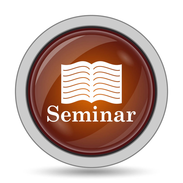 Icona del seminario, pulsante arancione del sito web su sfondo bianco
 - Foto, immagini