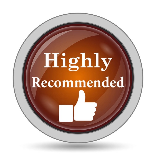 Highly recommended icon, orange website button on white background - Photo, Image