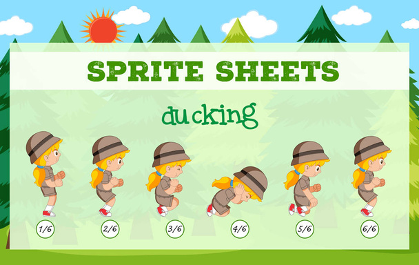 Sprite sheets ducking template illustration - Vector, Image