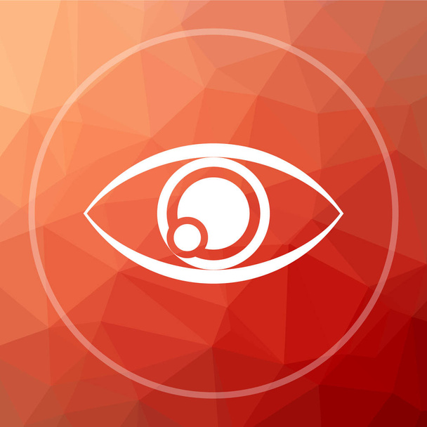 Eye icon. Eye website button on red low poly background - Photo, Image