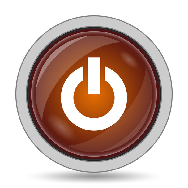 Przycisk strony ikona, pomarańczowy przycisk zasilania na białym tle - Zdjęcie, obraz