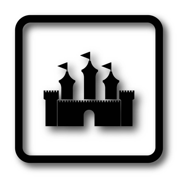 Castle icon, black website button on white background - Photo, Image