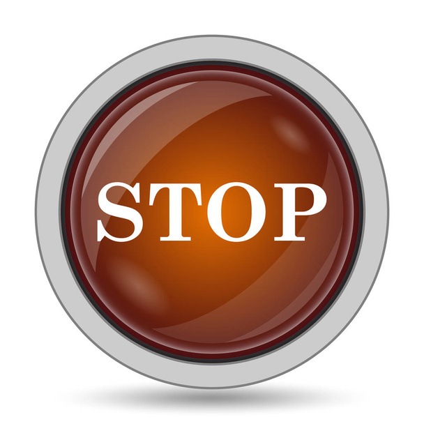 Stop-Symbol, orangefarbene Website-Taste auf weißem Hintergrund - Foto, Bild