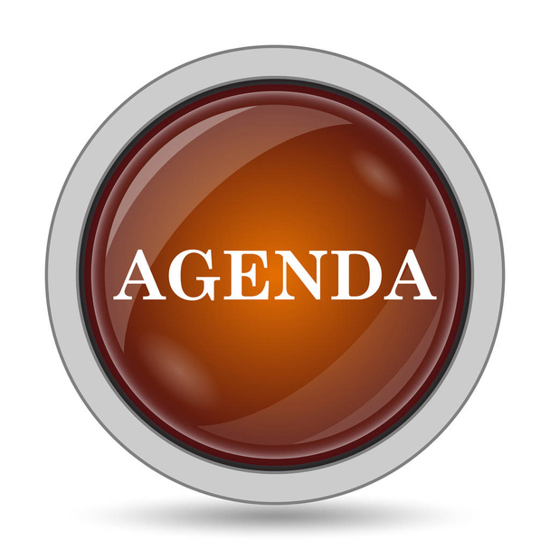 Agenda ikona, pomarańczowy przycisk witryny na białym tle - Zdjęcie, obraz