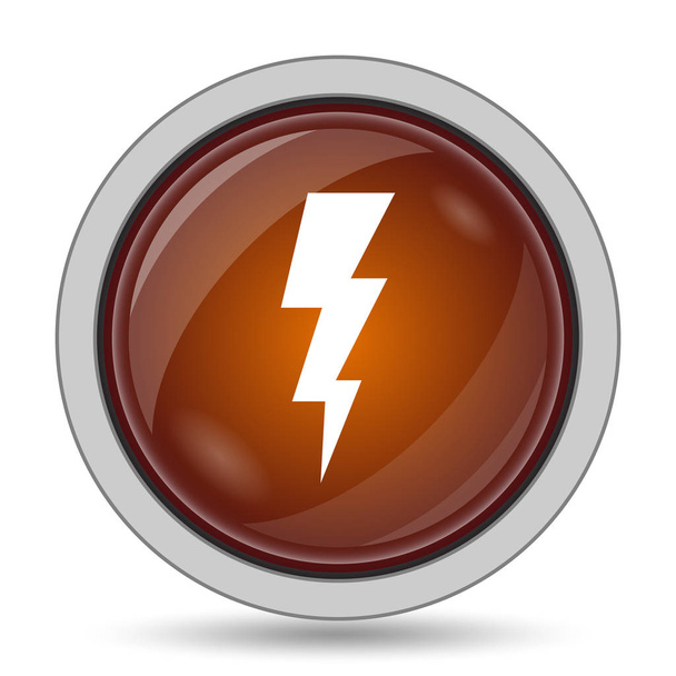 雷のアイコン、白い背景の上のオレンジのウェブサイトのボタン - 写真・画像