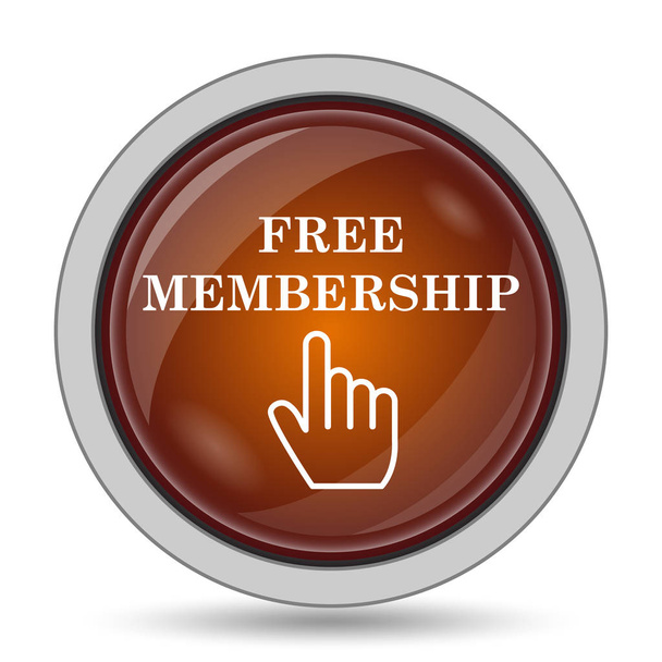 Free membership icon, orange website button on white background - Photo, Image