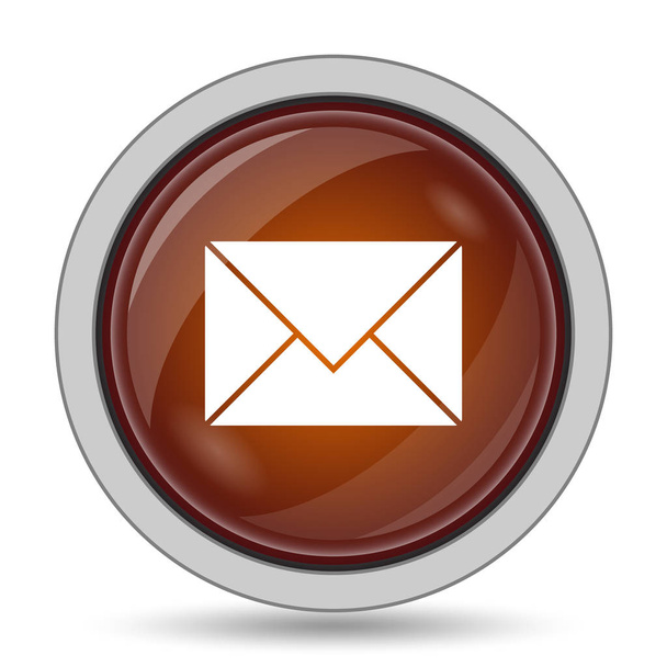 E-mail ikona, pomarańczowy przycisk witryny na białym tle - Zdjęcie, obraz