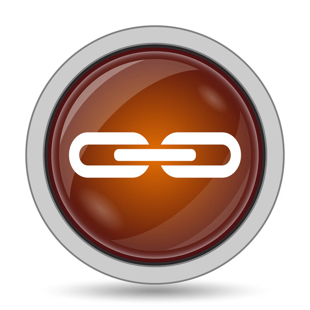 Beyaz arka plan bağlantı simgesi, turuncu web sitesi düğmesini - Fotoğraf, Görsel