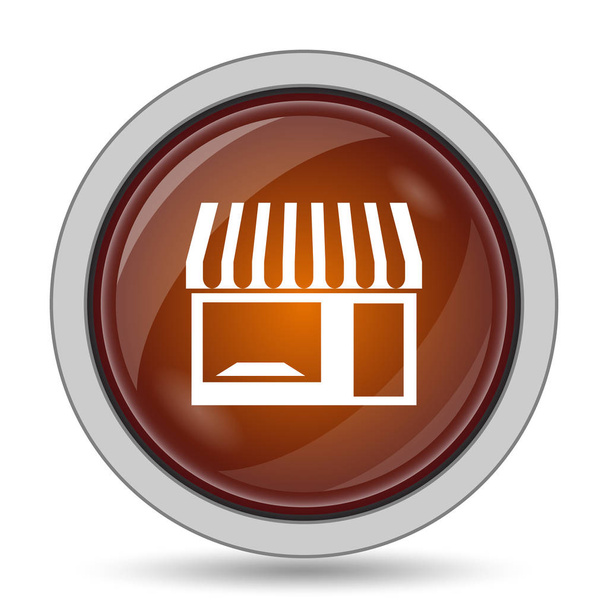 Store icon, orange website button on white background - Photo, Image