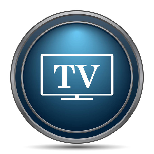 テレビ アイコン。白い背景の上のインター ネット ボタン - 写真・画像