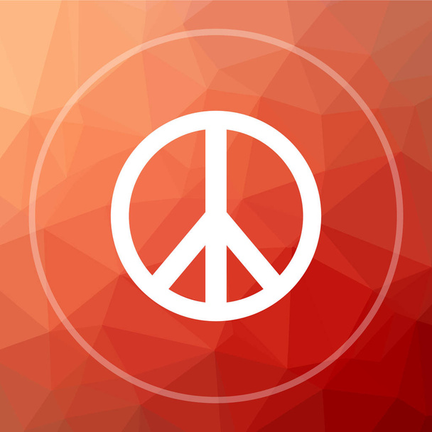 Ícone da paz. Botão de site de paz no fundo vermelho baixo poli
 - Foto, Imagem