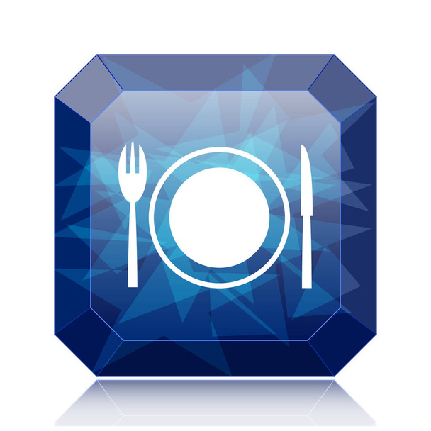 レストラン白い背景のウェブサイトのボタンをアイコン、青 - 写真・画像