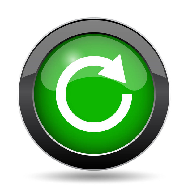 Herladen van één pijlpictogram, groene website knop op witte achtergrond - Foto, afbeelding