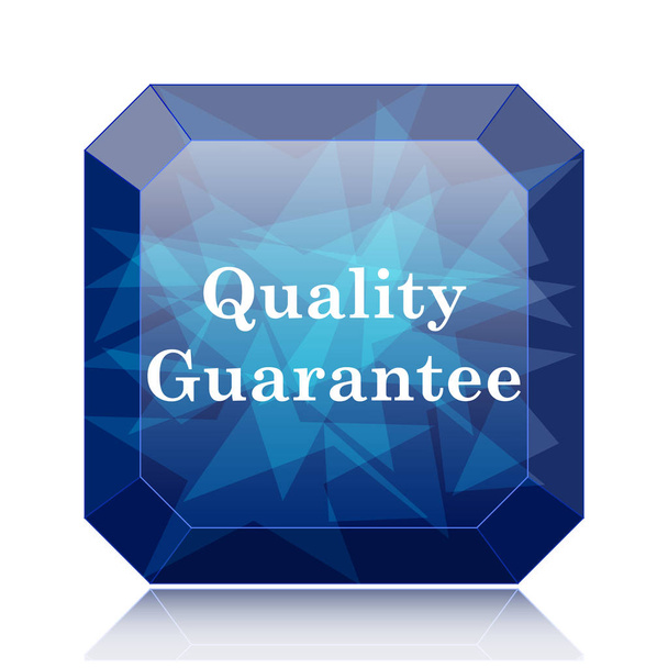 Minőségi garancia ikon, kék weboldalán gomb fehér háttér - Fotó, kép