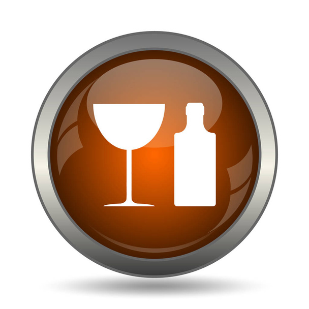 Bottle and glass icon. Internet button on white background. - Photo, Image