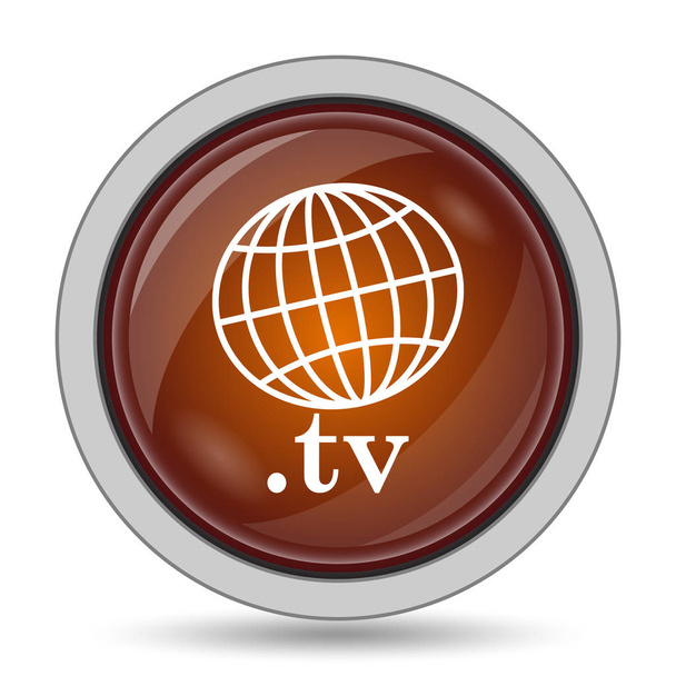 .tv icon, orange website button on white background - Photo, Image